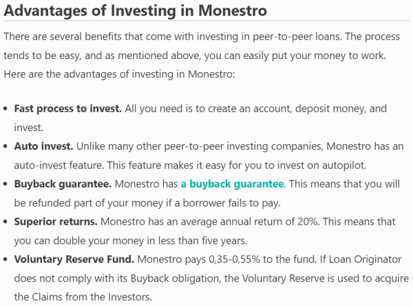 investing in monestro